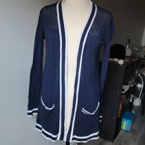 Belldini Navy Cardigan with White Accents